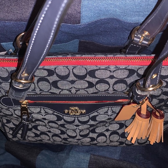 COACH DENIM MULTI ZIP TOTE - Picture 4 of 8